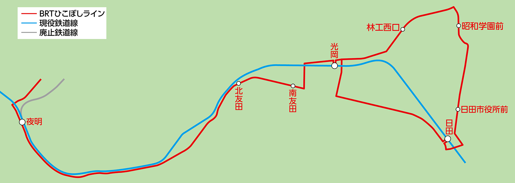 BRTひこぼしライン路線図